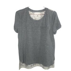 J.O.A Los Angeles gray and white t-shirt floral appliqué on back size M